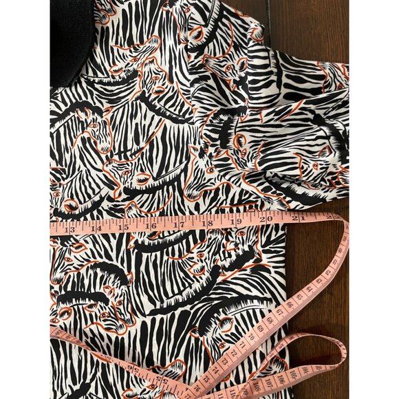 Vintage Kelly Scott Zebra Print Black Collar Womens Polo Blouse Shirt sz 6 - Picture 8 of 11